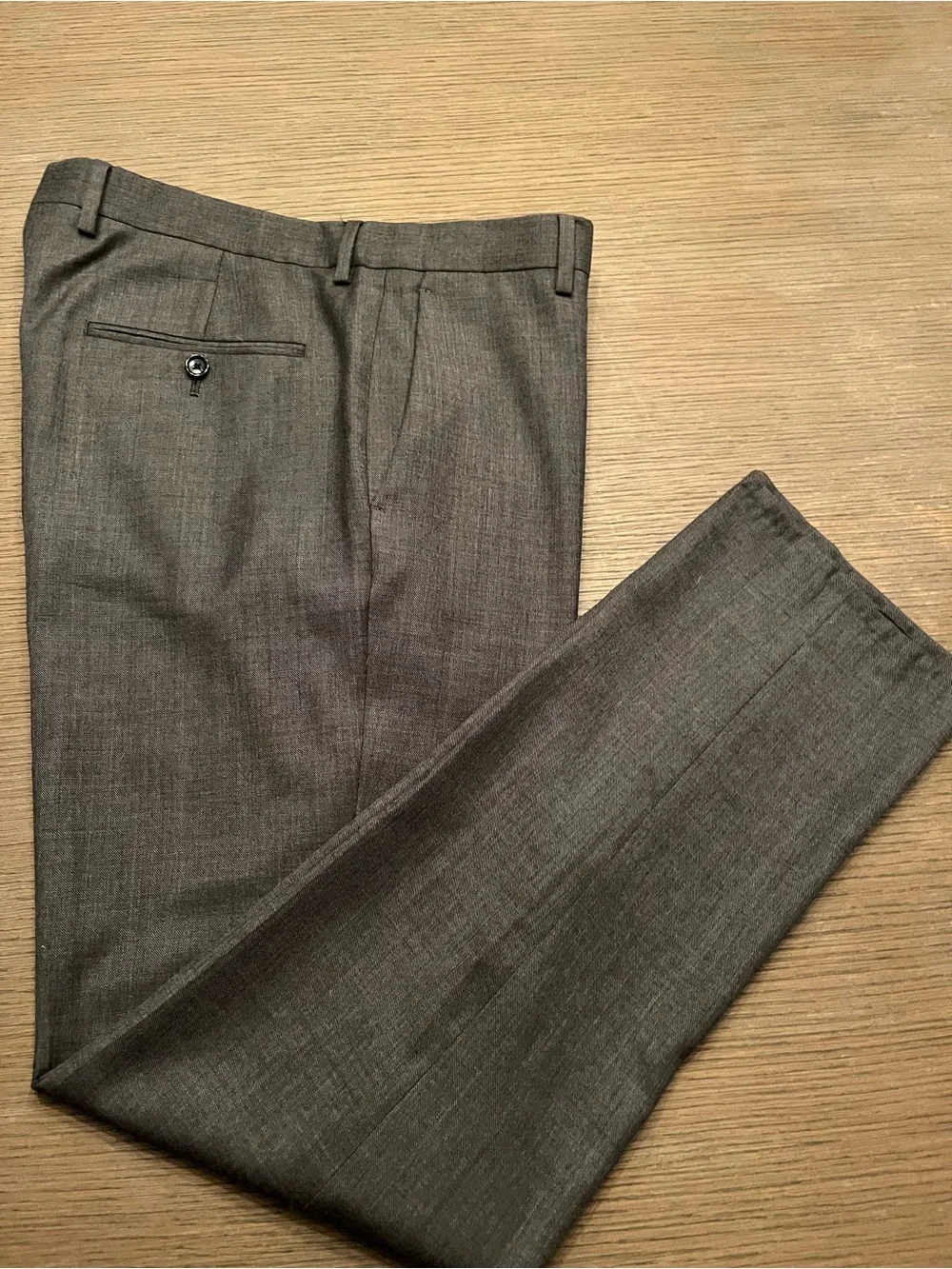 J. Crew Men's 100% Wool Gray Dress Pants - Tailored Flat Front Trousers